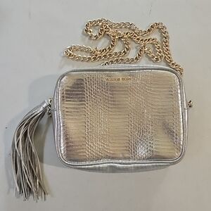 Victoria Secret Mini Bag Purse Silver with Gold Chain Strap